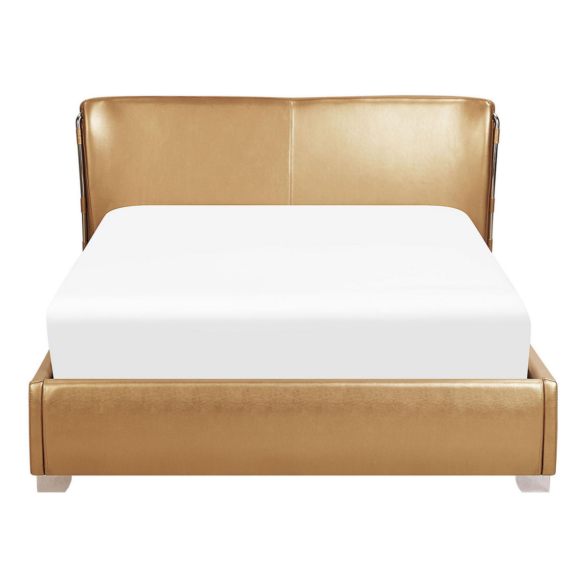 LEDERBETT 140/200cm Gold Paris - Goldfarben, Leder (140/200cm) - Beliani