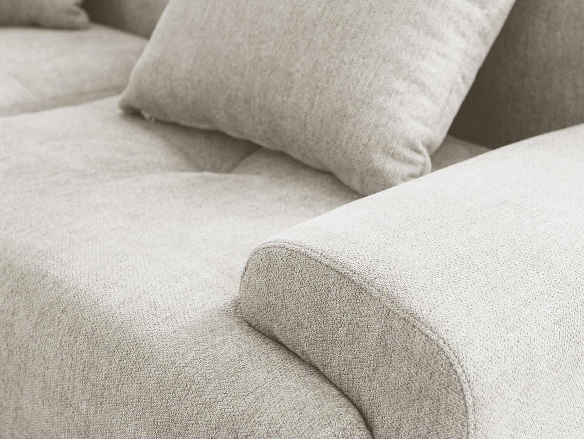 WOHNLANDSCHAFT Chenille Elfenbeinweiß - Creme, Textil (345/73/190cm) - MILYsofa