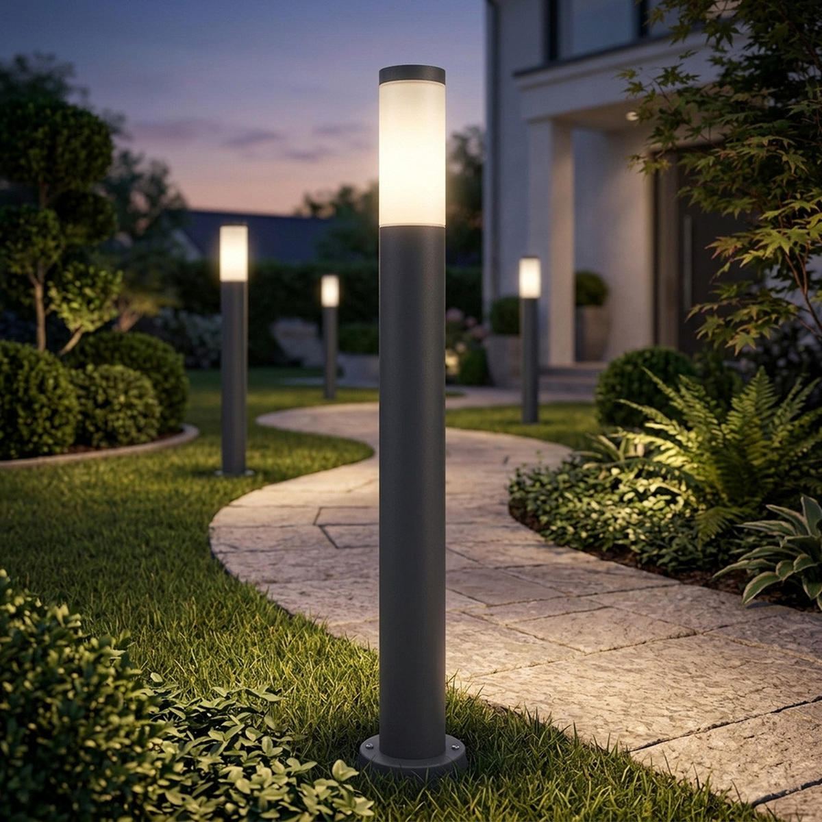 LED AUSSENLEUCHTE Edelstahl Anthrazit 2er Set - Anthrazit, Metall (7.6/11/80cm) - Globo Lighting