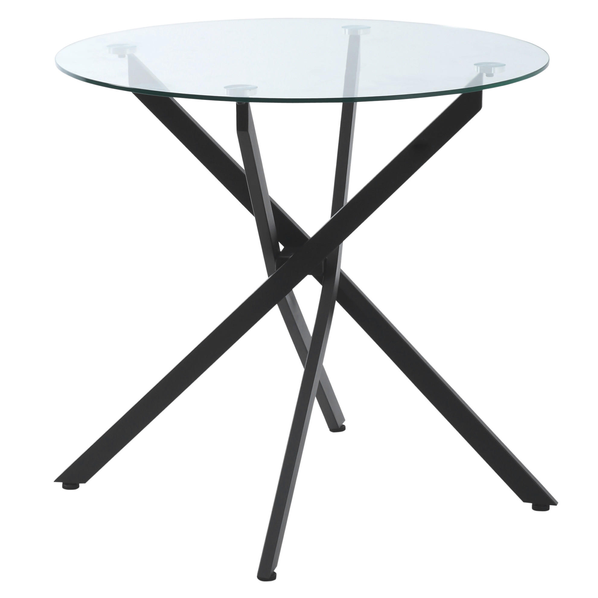 COUCHTISCH 80/80/75 cm mit gehärteter Glasplatte und verstellbaren Füßen, Schwarz - Schwarz, Metall (80/80/75cm) - Modfu