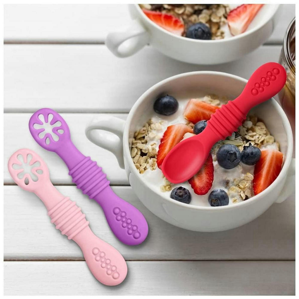 LERNLÖFFEL 4-teiliges Set Silikon Mehrfarbig - Multicolor, Kunststoff