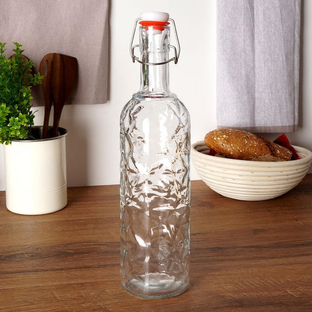 KARAFFE Bügelverschluss 1,1 l Transparent - Transparent, Glas (8.5/34/8.5cm) - Orion 