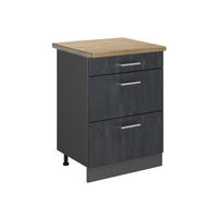 KÜCHENUNTERSCHRANK R-Line Schwarz Beton 60 cm AP Eiche - Anthrazit/Schwarz, Holzwerkstoff (60/81.6/60cm) - Vicco
