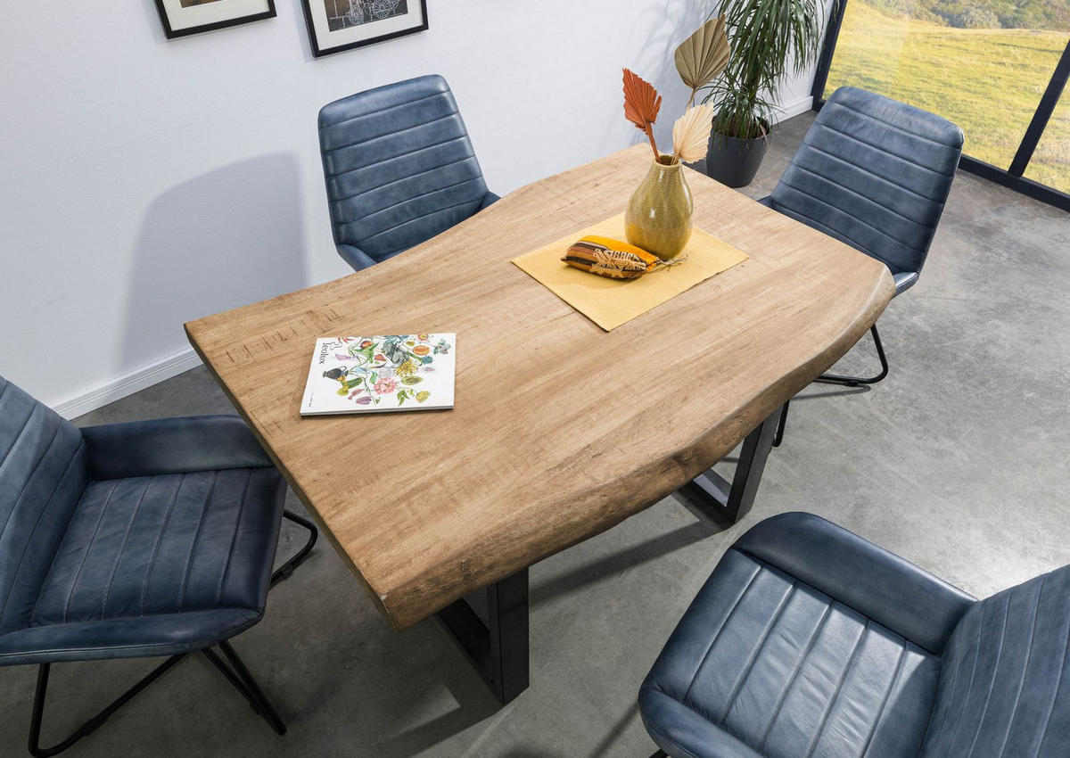 BAUMTISCH Mango 160x90x77 beige lackiert / U-Beine anthrazit glänzend FREEFORM 5 - Beige, Holz (160/90/77cm) - Massivmoebel24