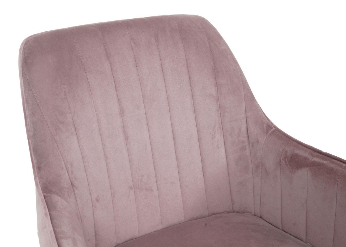 DREHSTUHL HxBxT 87x58x58cm Sitzhöhe 46cm Samt mit Armlehne goldenes Fußkreuz Rosa - Rosa, Textil (58/87/58cm) - PROREGAL