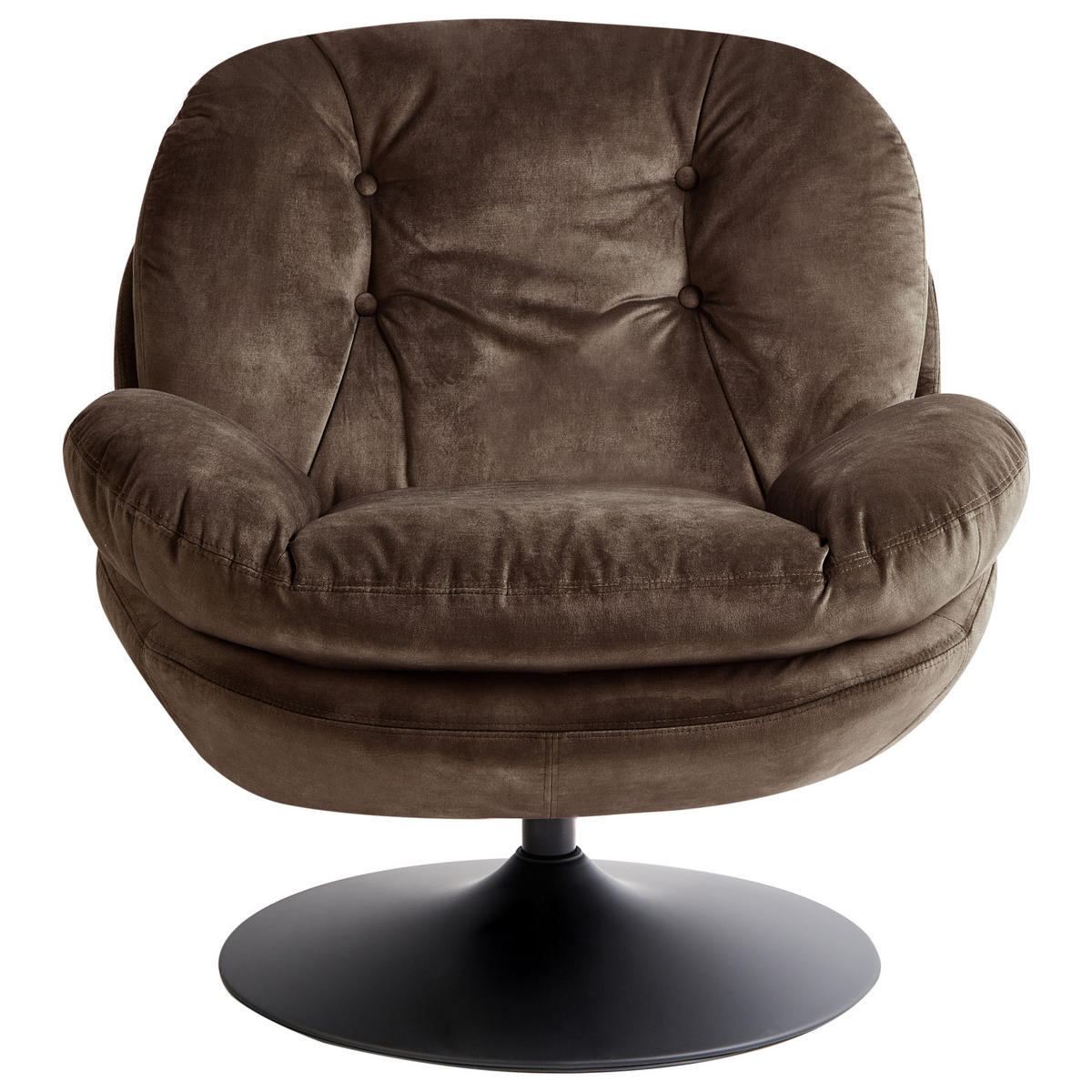 DREHSESSEL Dunkelbraun Nolvik - Dunkelbraun/Schwarz, Textil (82/82/85cm) - Beliani