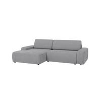 ECKSOFA Nancy Hellgrau Cord - Hellgrau/Schwarz, Holz/Kunststoff (264/162cm) - S-Style Möbel