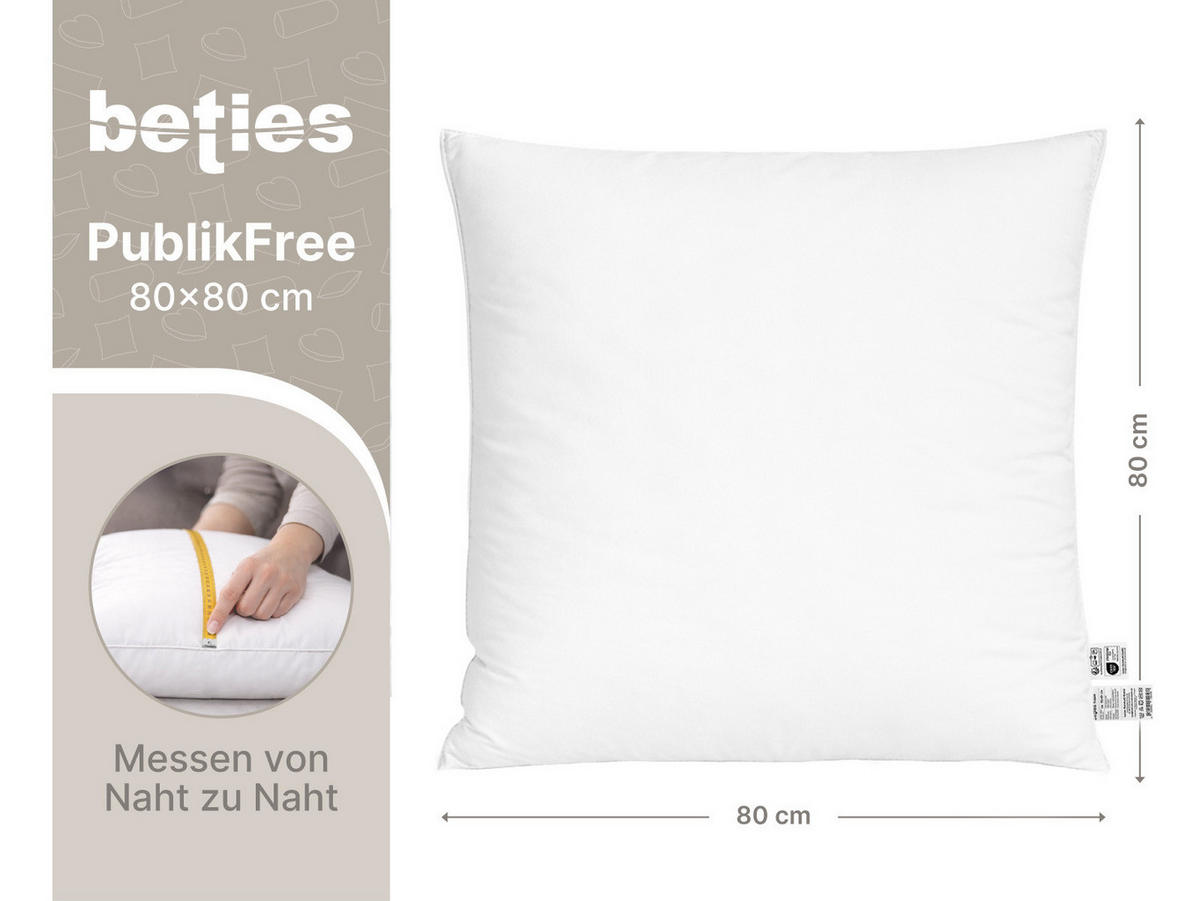 KOPFKISSEN PublikFree Faserbällchen 80/80 cm - Weiß, Naturmaterialien/Kunststoff (80/80cm) - beties Heimtextil