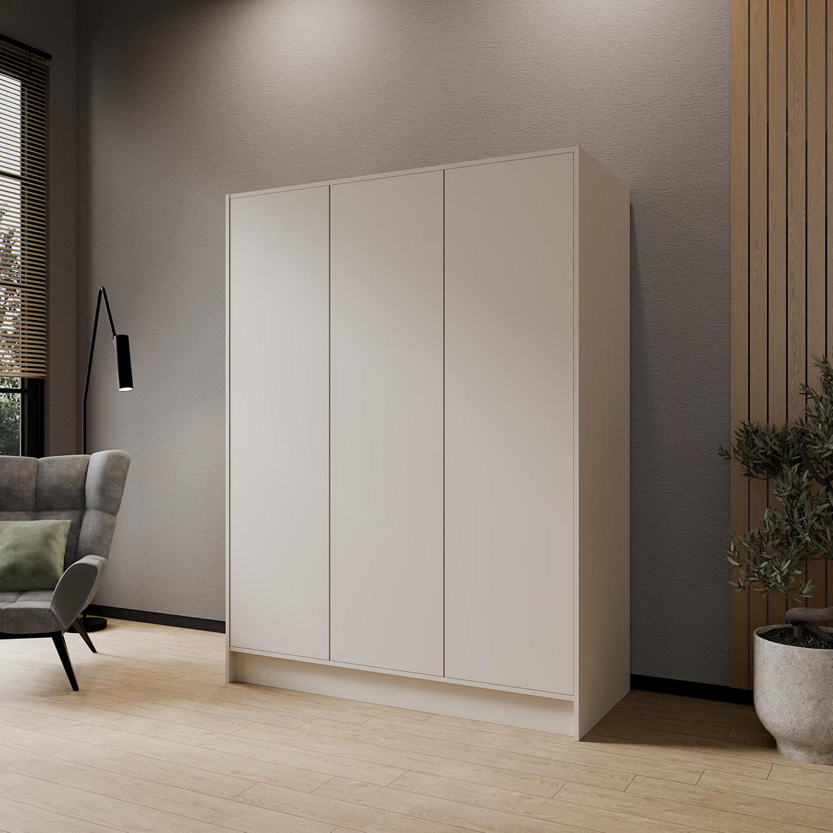DREHTÜRENSCHRANK VELAR 150/200/51 cm Modern Kleiderschrank 3-türig Kaschmir - Kaschmir, Holzwerkstoff (150/200/51cm) - MASSENO