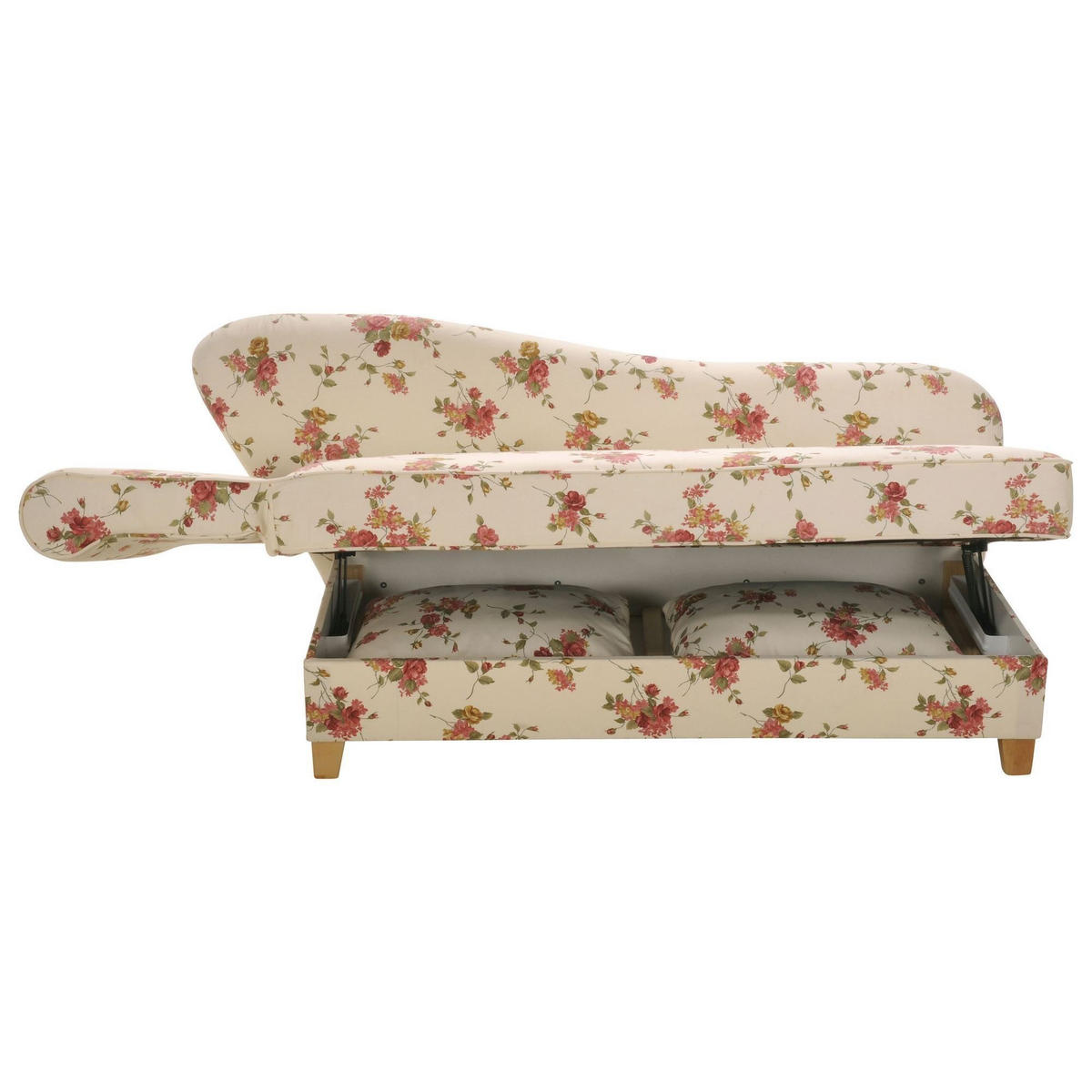 RECAMIERE mit Armteil links klappbar Katia Bezug Flachgewebe Buche natur / beige - Weiß, Kunststoff (190/82/88cm) - 58aufmkessel