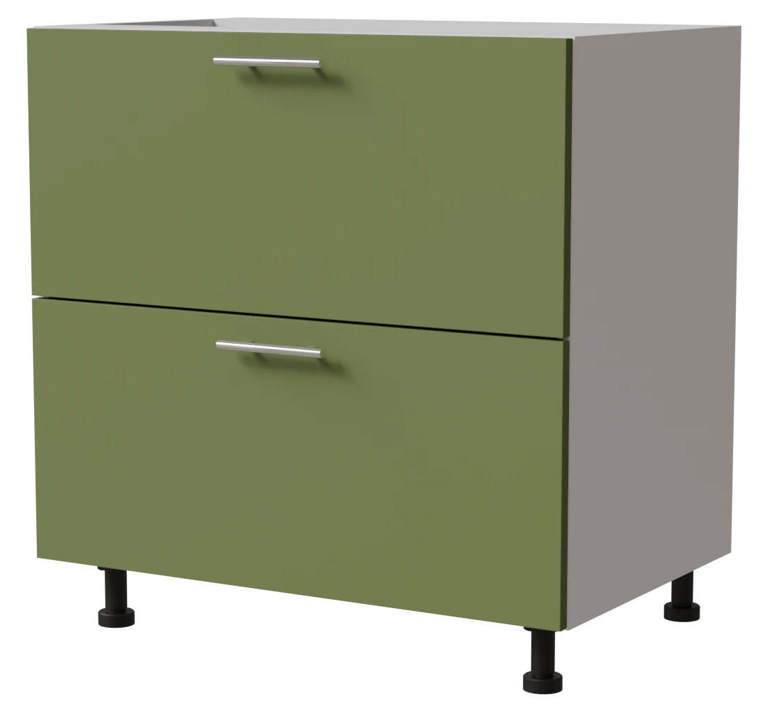SCHUBLADENUNTERSCHRANK Brerra D2R/80 Korpus weiß / Front RAL 6025 farngrün Matt 80 / 50 / 82 cm Schubladensystem REJS Comfort Box - Weiß/Grün, Holz/Holzwerkstoff (80/82/50cm) - Feldmann-Wohnen