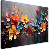 WANDBILD gemaltes blumenarrangement - Multicolor, Textil (60/40cm) - Feeby