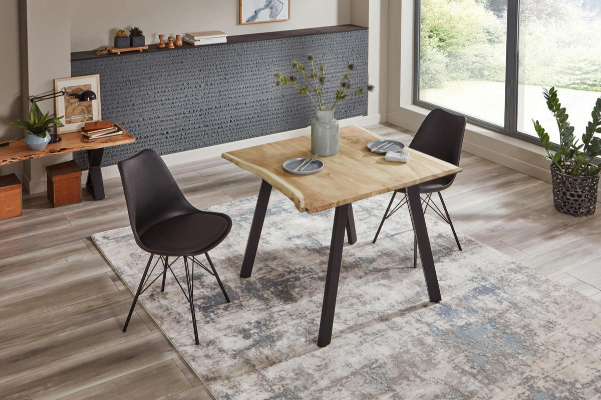 ESSTISCH LAXMI - Beige/Schwarz, Holz/Metall (80/80/77cm) - SAM