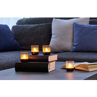 LED-AKKU-LOUNGE-LIGHTS - kabellos mit Touchsensor für Innen und Außen, RGBW Flackereffekt, 4er-Set - Schwarz, Kunststoff (5/5/7cm) - Northpoint