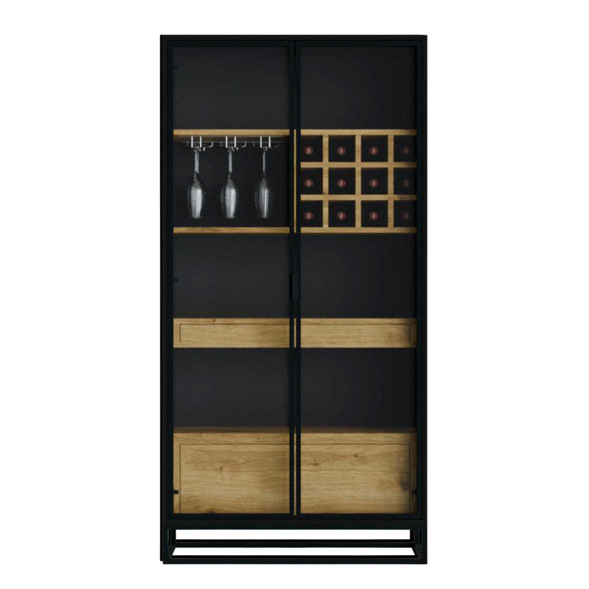 SPIRITUOSENSCHRANK aus Eiche Bar NEMIR I - Eichefarben, Holz (100/200/45cm) - Rawood Furniture