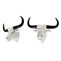 DEKO-GEWEIH Büffel 2er Set Weiß 25x42,5x53,5cm - Weiß, Kunststoff (42.5/25/53.5cm) - DELUKE