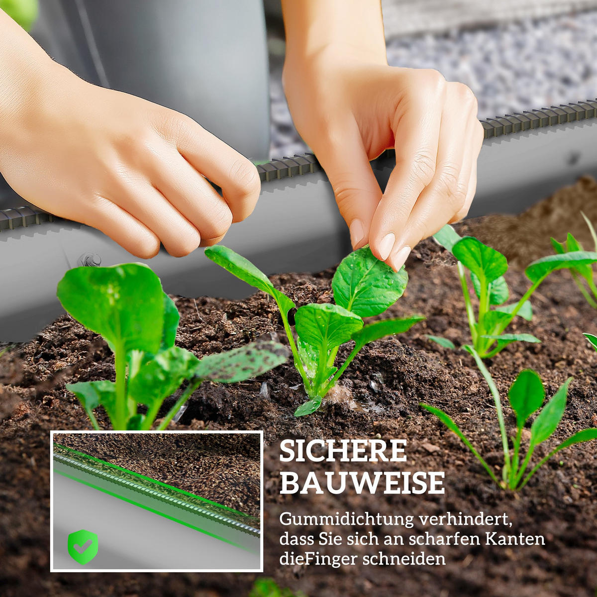 PFLANZENBEET, Kräuterbeet für Garten, Balkon, Silber, 195 x 62 x 30 cm - Silberfarben, Metall (62/30/195cm) - Outsunny