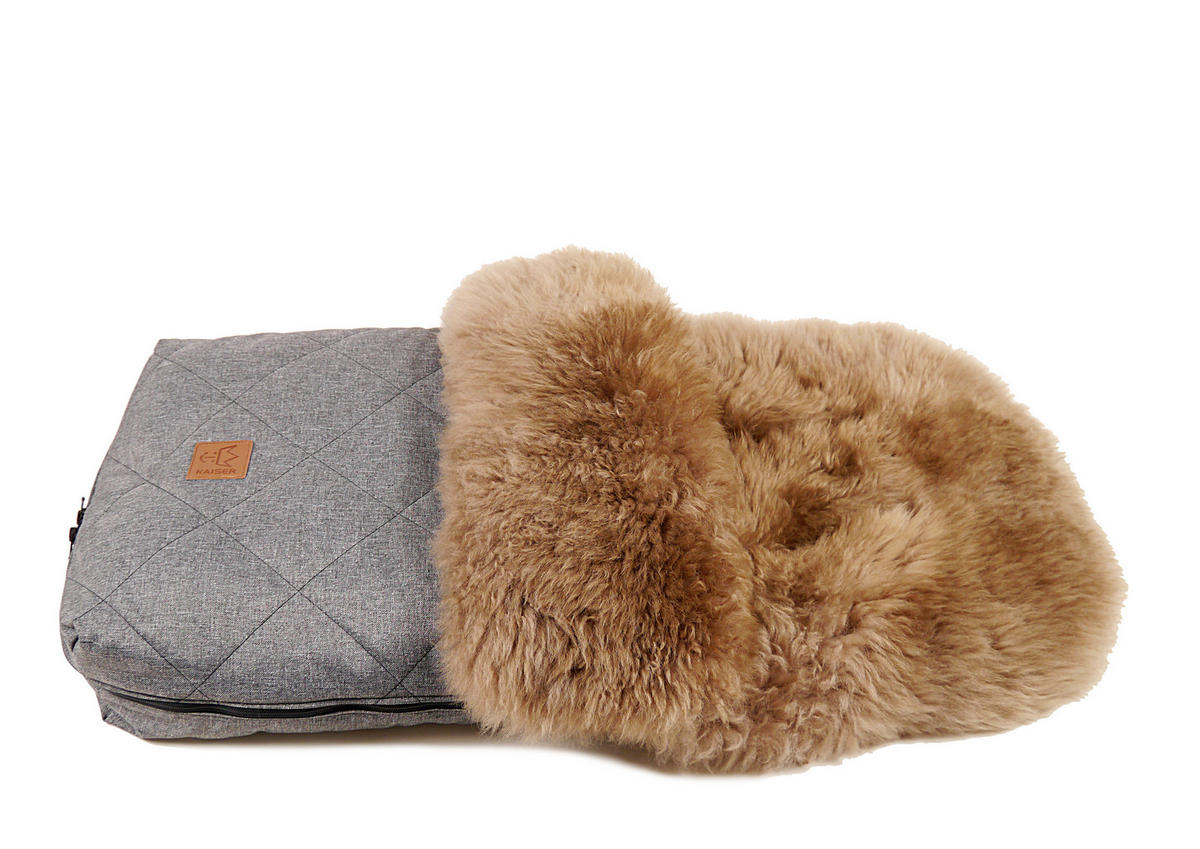 LAMMFELL-FUSSSACK Nelly, cappuccino, anthracite melange - Grau, Fell (46/8/88cm) - Kaiserbaby