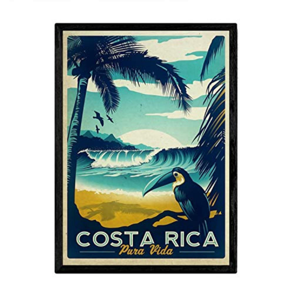 POSTER Vintage Costa Rica A4 Rahmenlos - Klar, Papier (29.7/5/21cm) - Nacnic