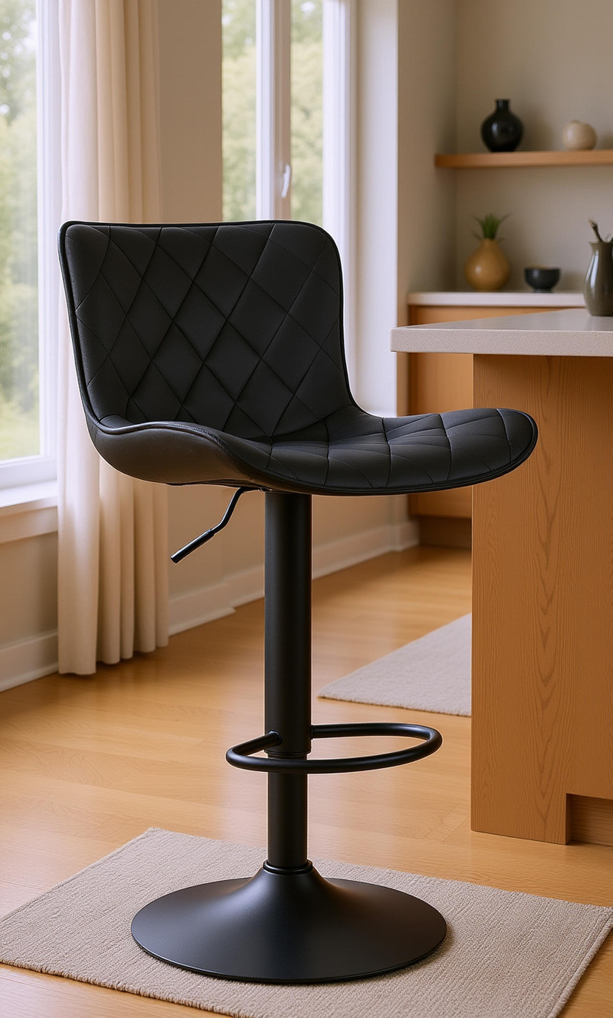 BARHOCKER Emil Samt schwarz - Schwarz, Textil/Metall (48/107/54cm) - TPFLiving