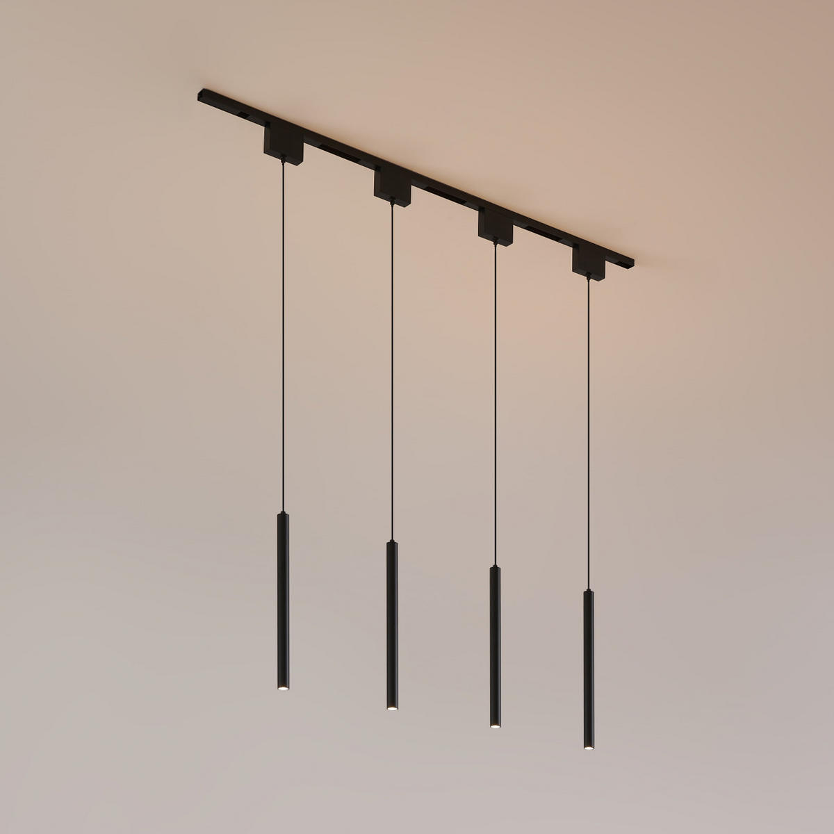 DECKENLEUCHTE MIT SPOTSTRAHLERN Lyne, Schwarz, 135cm - Schwarz, Metall (100/1.6/135cm) - KOSILUM