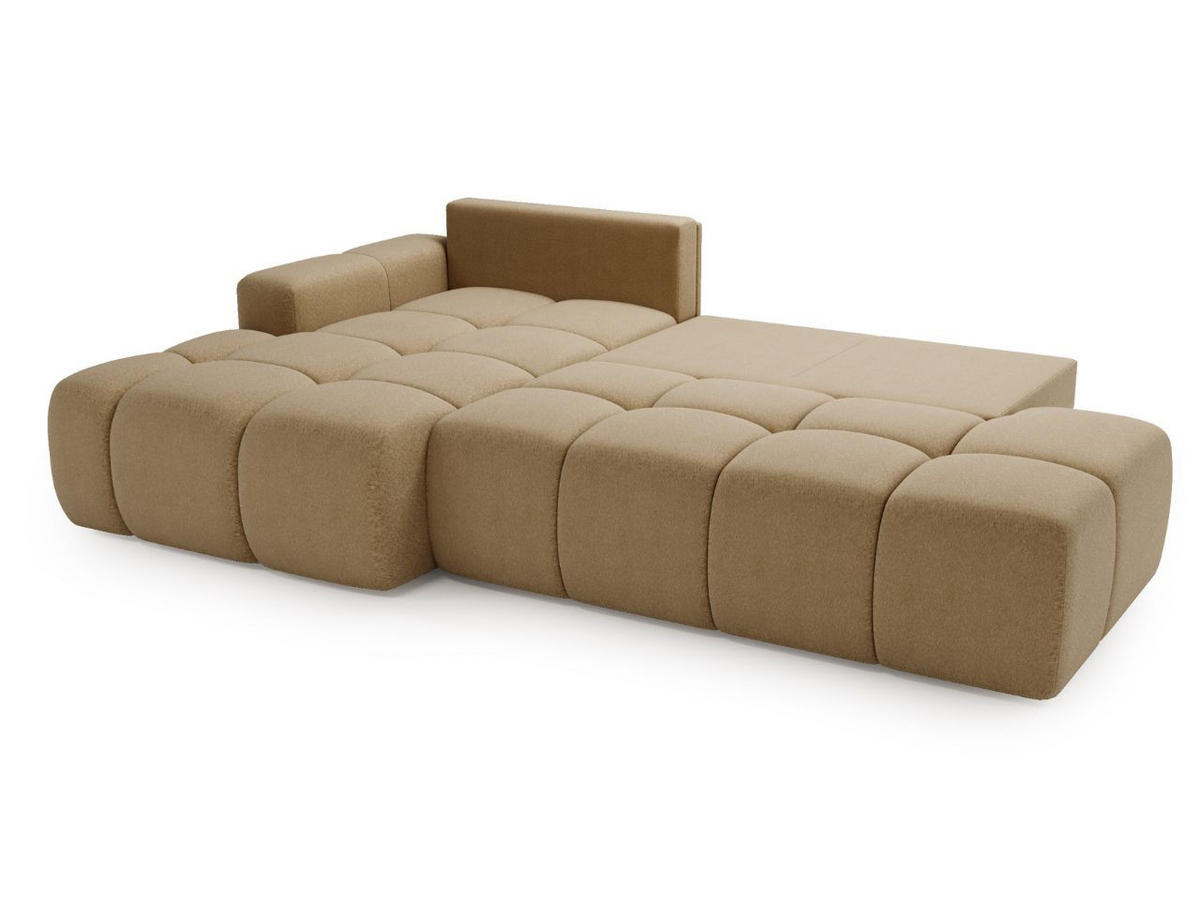 ECKSOFA Montero Bouclé-Stoff Hellbraun Links - Hellbraun, Holz/Textil (280/177cm) - Graingold