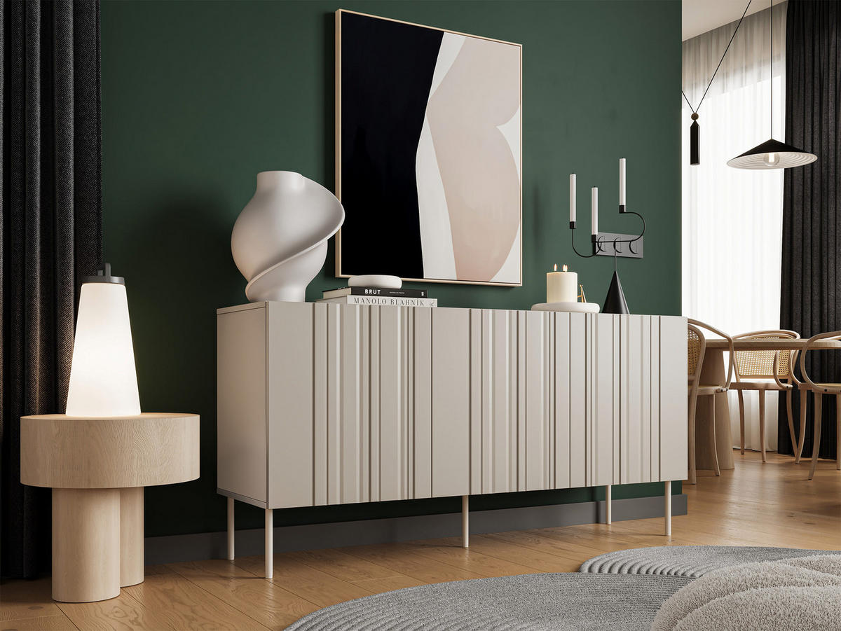 SIDEBOARD Isla 150 3D - Beige, Holzwerkstoff/Metall (151/75/40cm) - MIRJAN24