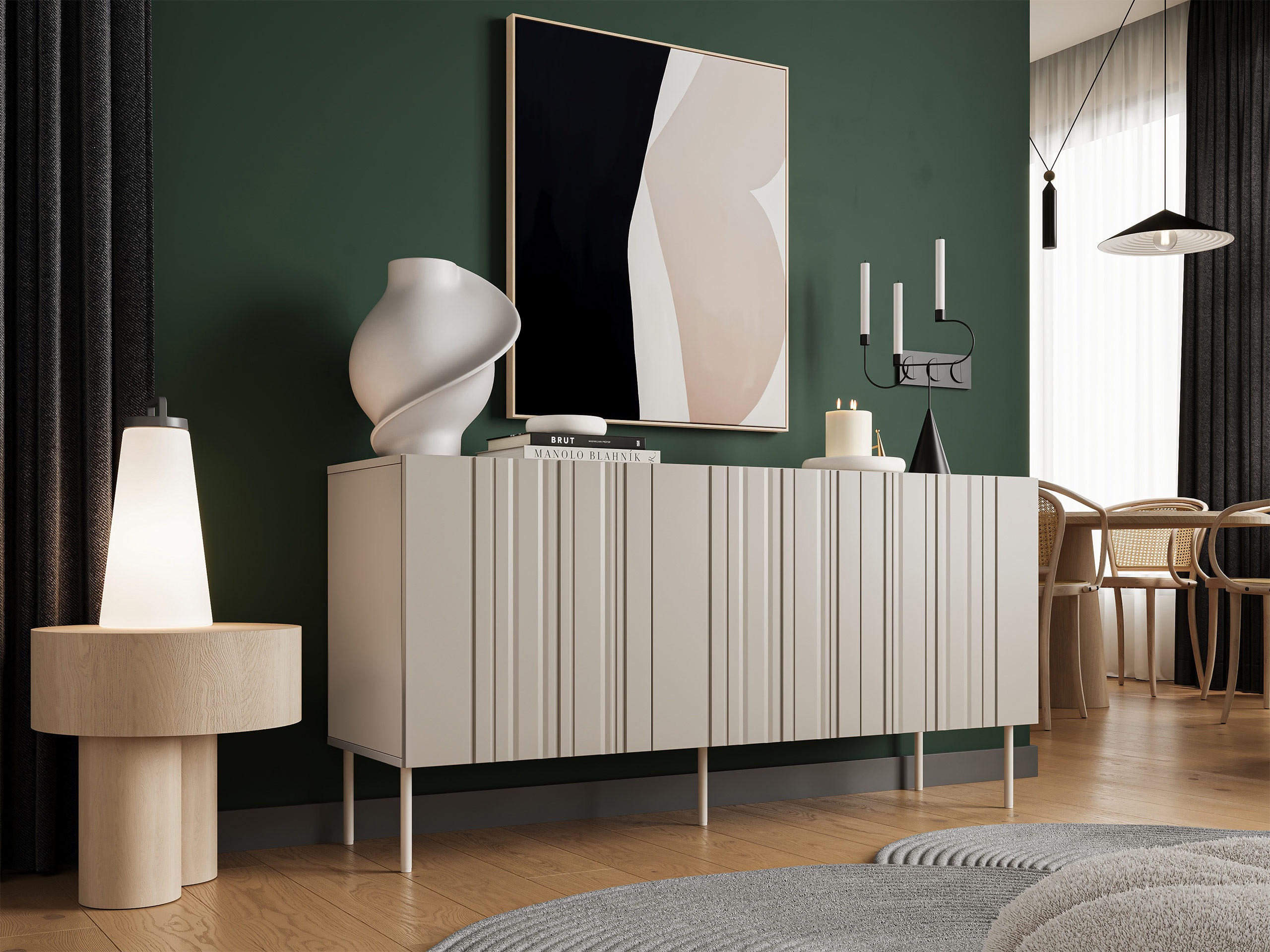 Thumbnail - Mirjan24 Sideboard, Beige, Holzwerkstoff, Rechteckig, rund, 151x75x40 cm, Wohnzimmer, Kommoden & Sideboards, Sideboards