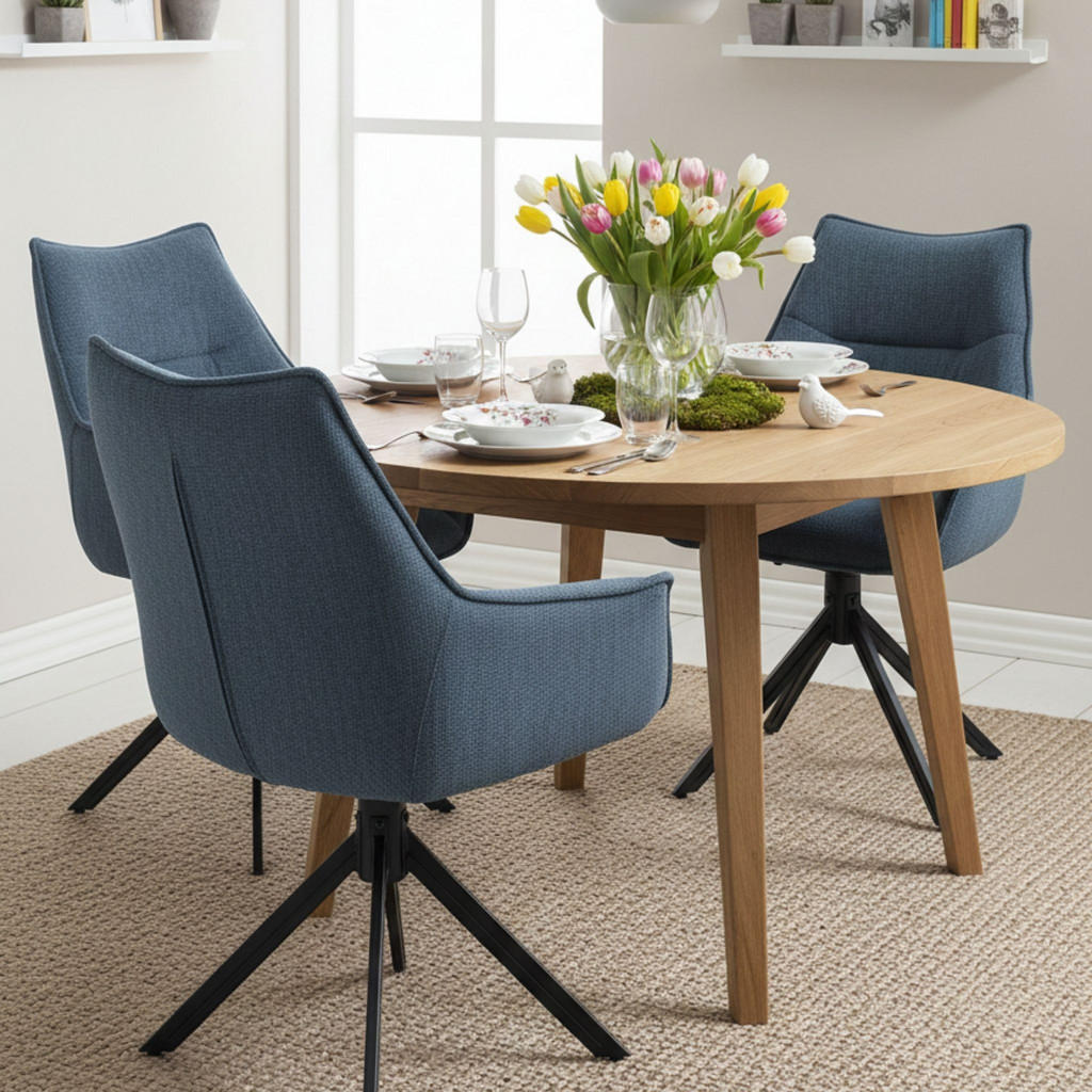 Thumbnail - Mr. Deko Esszimmerstuhl, Blau, Textil, Uni, 1-Sitzer, 62x90x66 cm, Esszimmer, Stühle, Esszimmerstühle, Armlehnenstühle