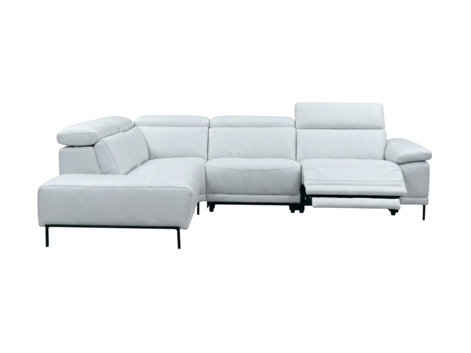 ECKSOFA Linus Echtleder mit 1 x Relaxfunktion Weiß - Weiß, Leder/Metall (220/262cm)
