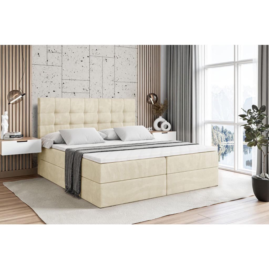 Thumbnail - Altdecor Boxbett, Beige, Holzwerkstoff, Höhe ca. 20 cm, 200x200 cm, Schlafzimmer, Betten, Boxspringbetten