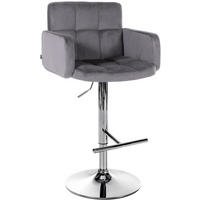 BARHOCKER Samt Dunkelgrau - Chromfarben/Dunkelgrau, Textil/Metall (60/93/56cm) - CLP
