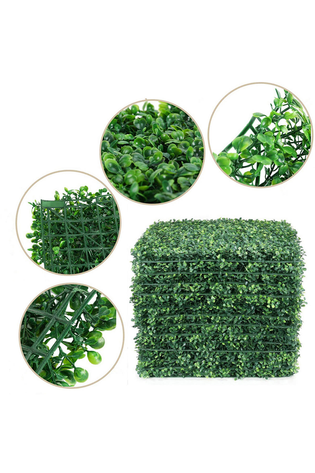 PFLANZENWAND-PANEELE 6er-set aus Kunststoff in Grün Pflegeleicht Vielseitig einsetzbar Einfach zu montieren 40 x 60 x 4 cm 1,9 kg - Grün, Kunststoff (4cm) - Livingandhome