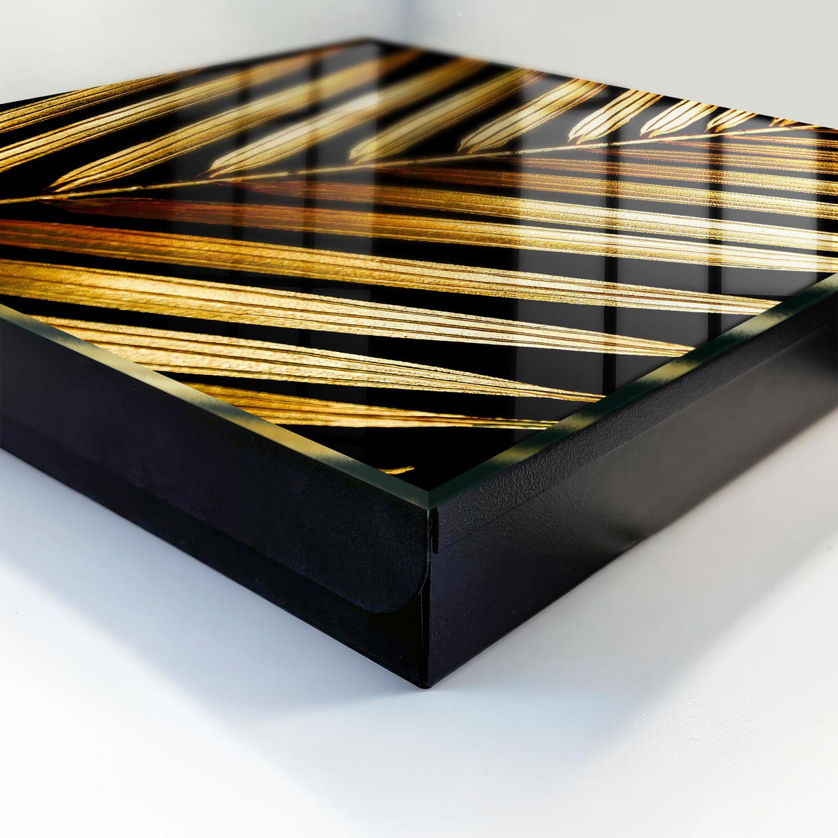 SCHLÜSSELBOX Schwarz 30x30 cm- Türöffnung nach rechts - Elegantes Blatt - Schwarz, Metall (30/30/5cm) - TULUP