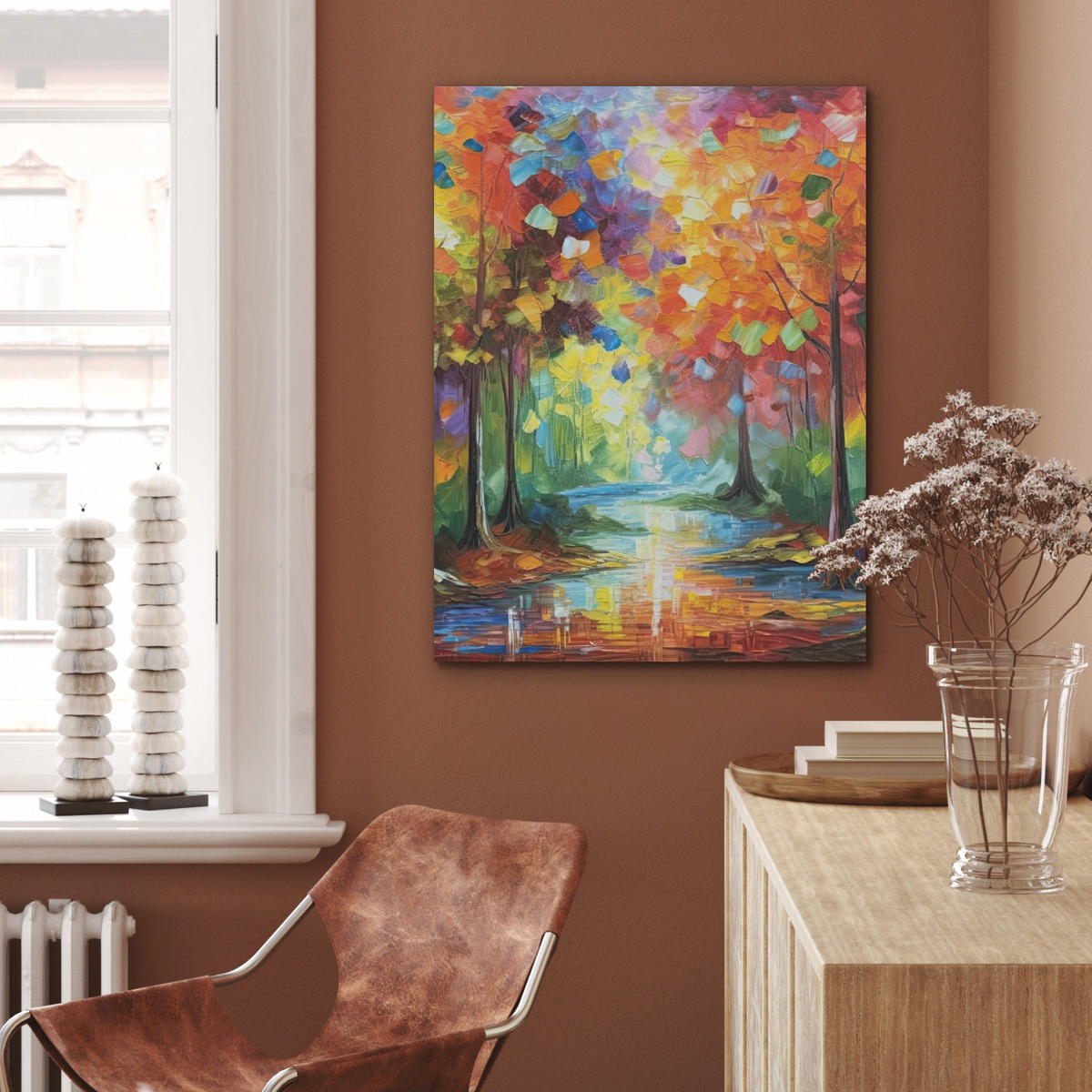 AKUSTIKBILD Landschaft - Wald - Farben - Natur Wandbilder 60x80 cm - Multicolor, Textil (60/80/0.9cm) - MuchoWow