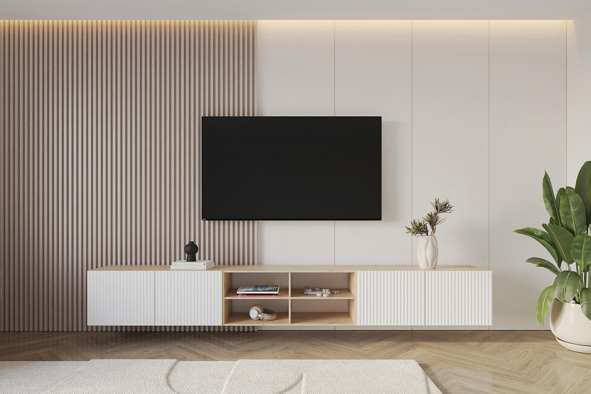 LOWBOARD NOA-2-W 3x100x40x41 cm - Artisan / Weiß - Weiß, Holzwerkstoff (300/40/41cm) - ALTDECOR