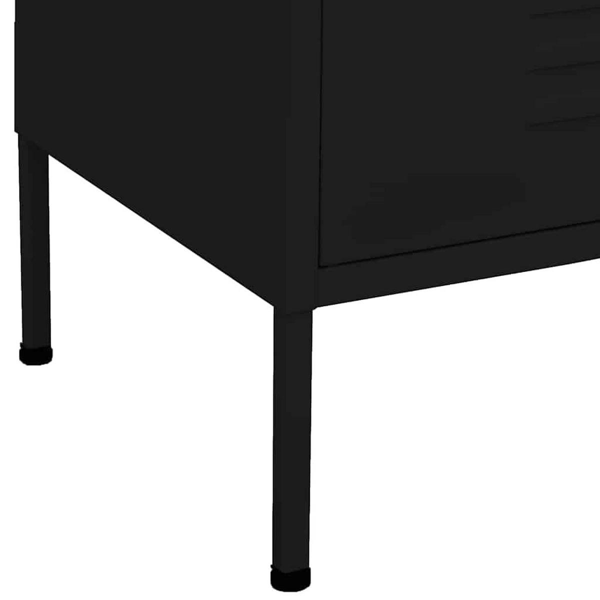 SIDEBOARD mit 2 Türen und verstellbaren Einlegeböden, 80/35/101,5 cm, aus Stahl, in Schwarz - Schwarz, Metall (80/101.5/35cm) - vidaXL