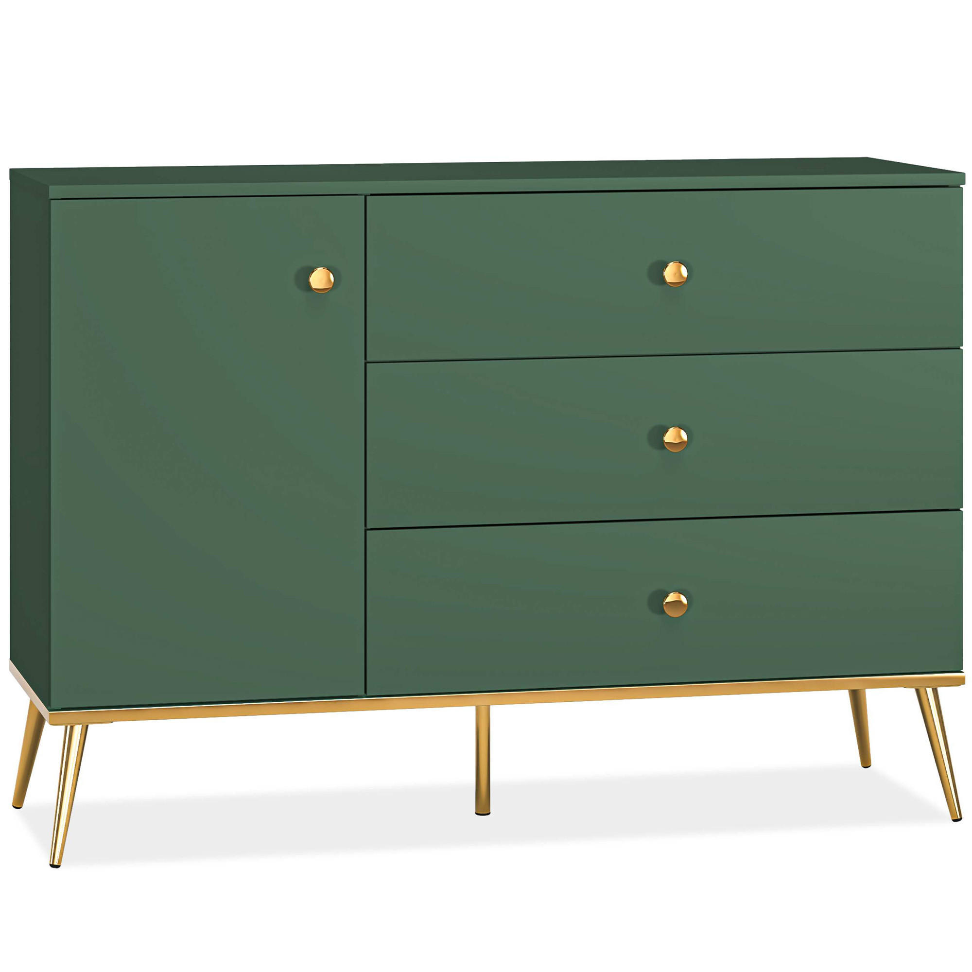 KOMMODE ARICIA Schubladen mit Vollauszug, Grün - Grün, Holz (120/85/40cm) - KONSIMO®