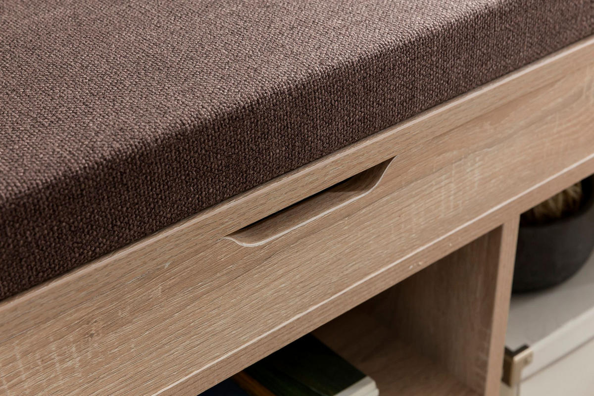 GARDEROBENBANK Holz gepolstert mit Stauraum, Beige 104x32x51 cm - Beige/Braun, Holz/Textil (104/51/32cm) - KADIMA DESIGN