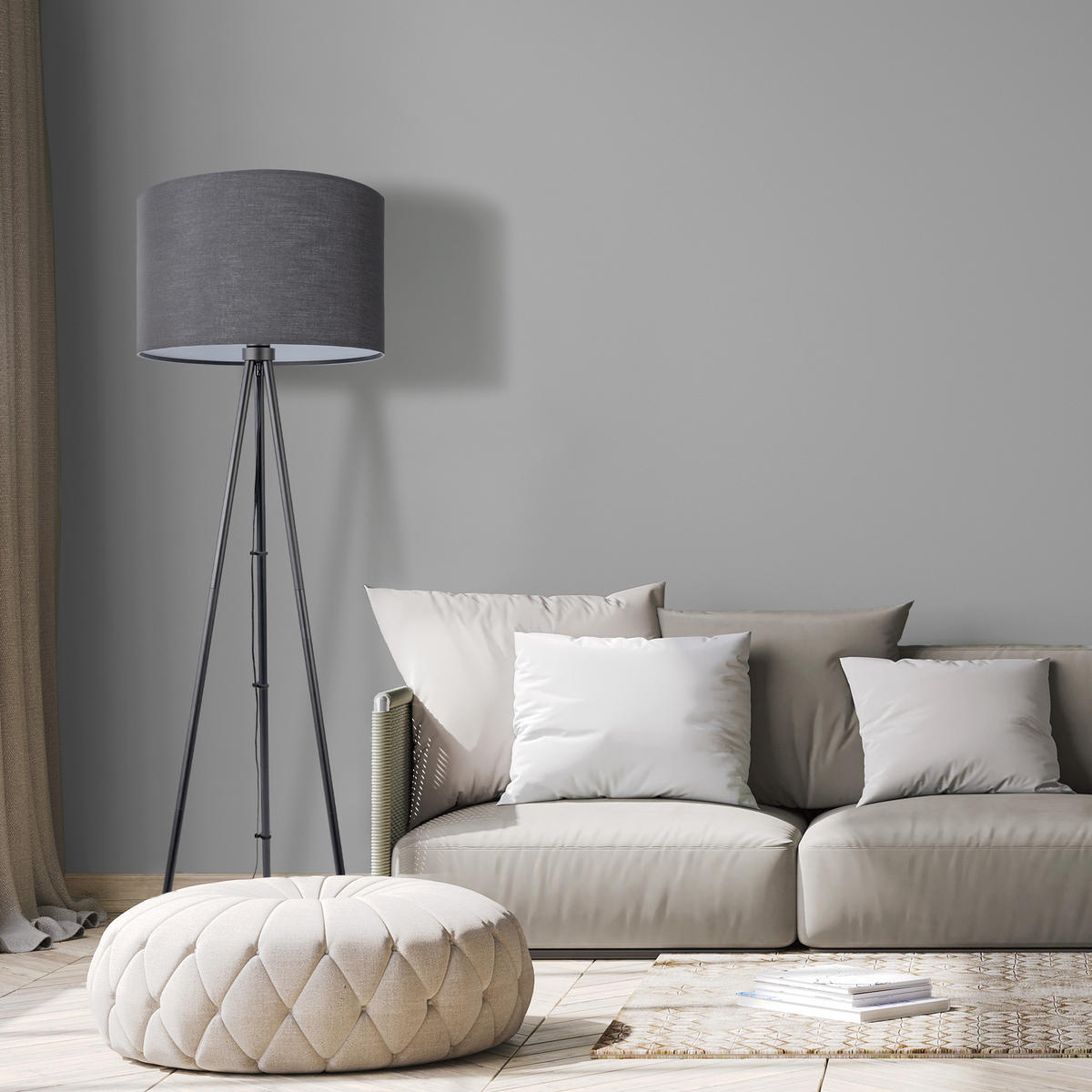 STEHLEUCHTE Trina Fl - Schwarz, Metall (41.7/36.7/148.5cm) - Paco Home
