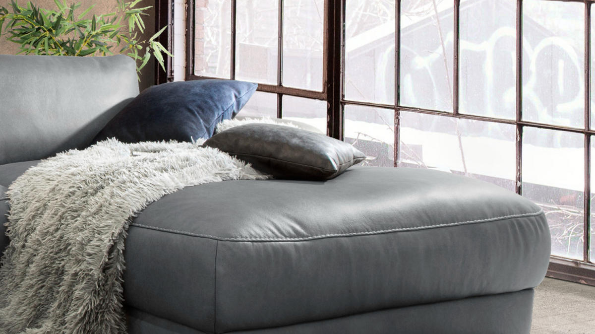 ECKSOFA MOTORISCH. RELAXFUNKTION LOLA Grau Leder - Schwarz/Grau, Leder (233/178cm) - KAWOLA