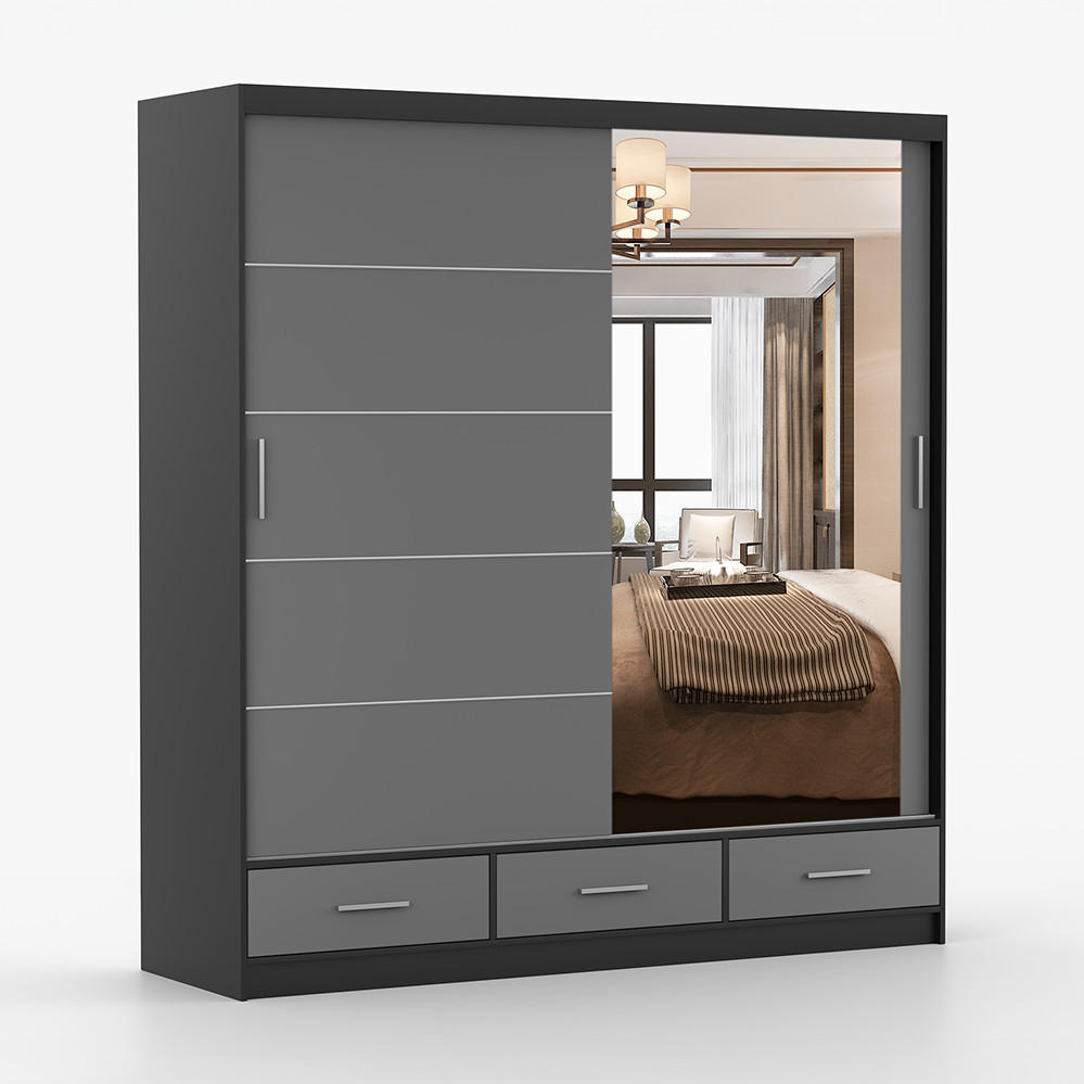 KLEIDERSCHRANK Florence 203 cm, 203/218/61, 2-türig, grau - Grau, Holzwerkstoff (203/218/61cm) - imoebel24