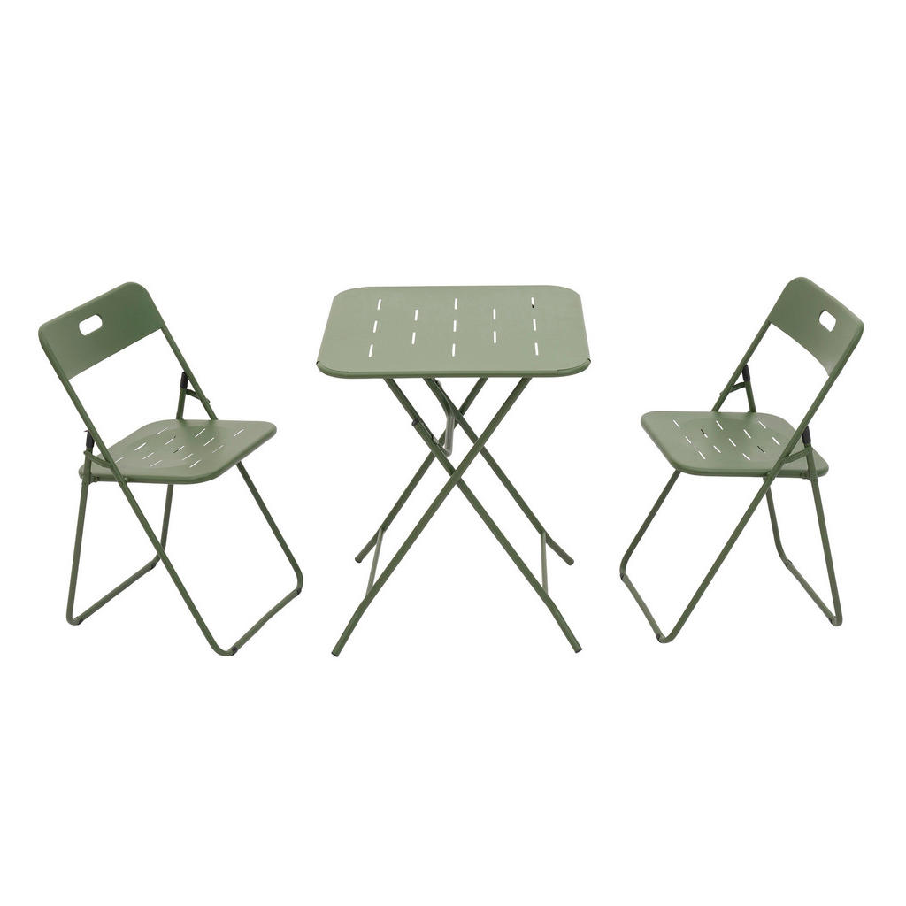OKWISH ZAHRADNÍ bistro set 60/60/73 cm zelený z oceli skládací 3dílný