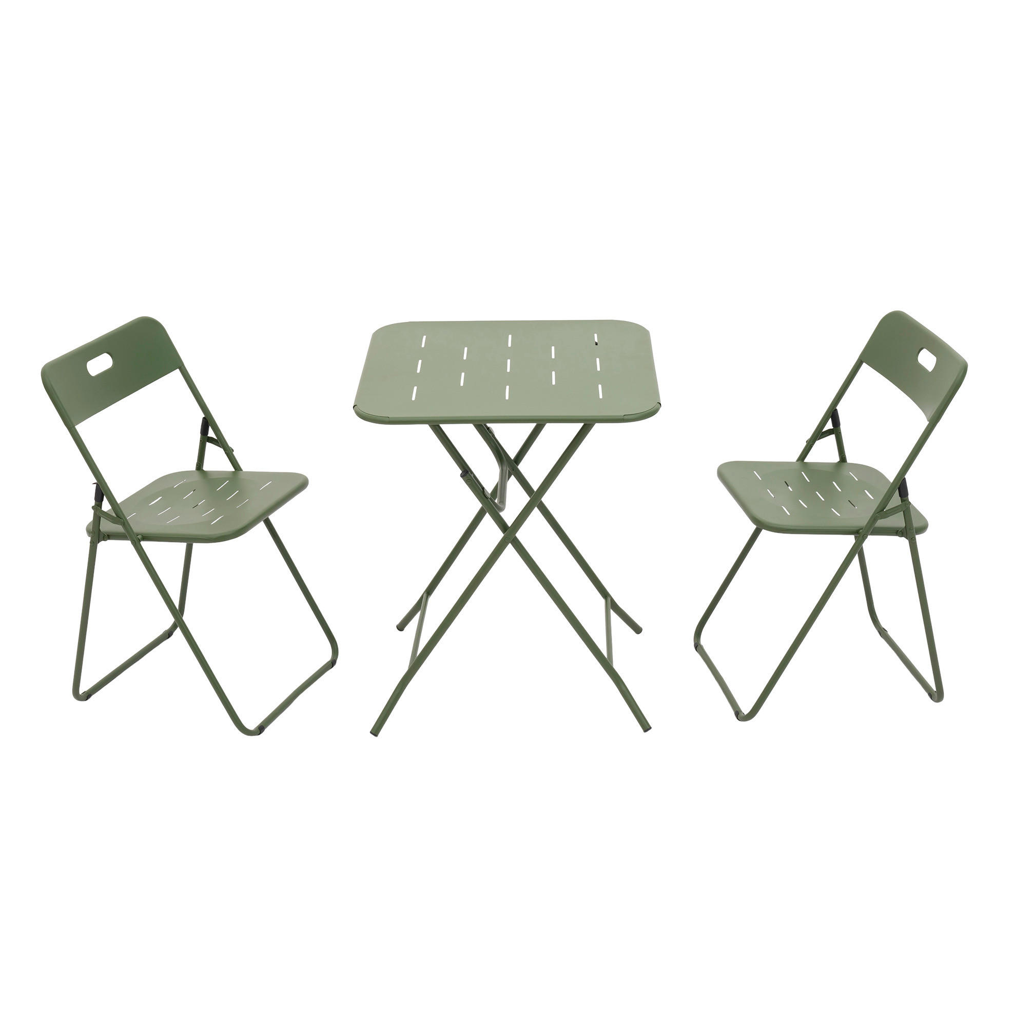 BISTRO-SET 60/60/73 cm grün aus Stahl klappbar für 2 Personen - Grün, Metall - OKWISH