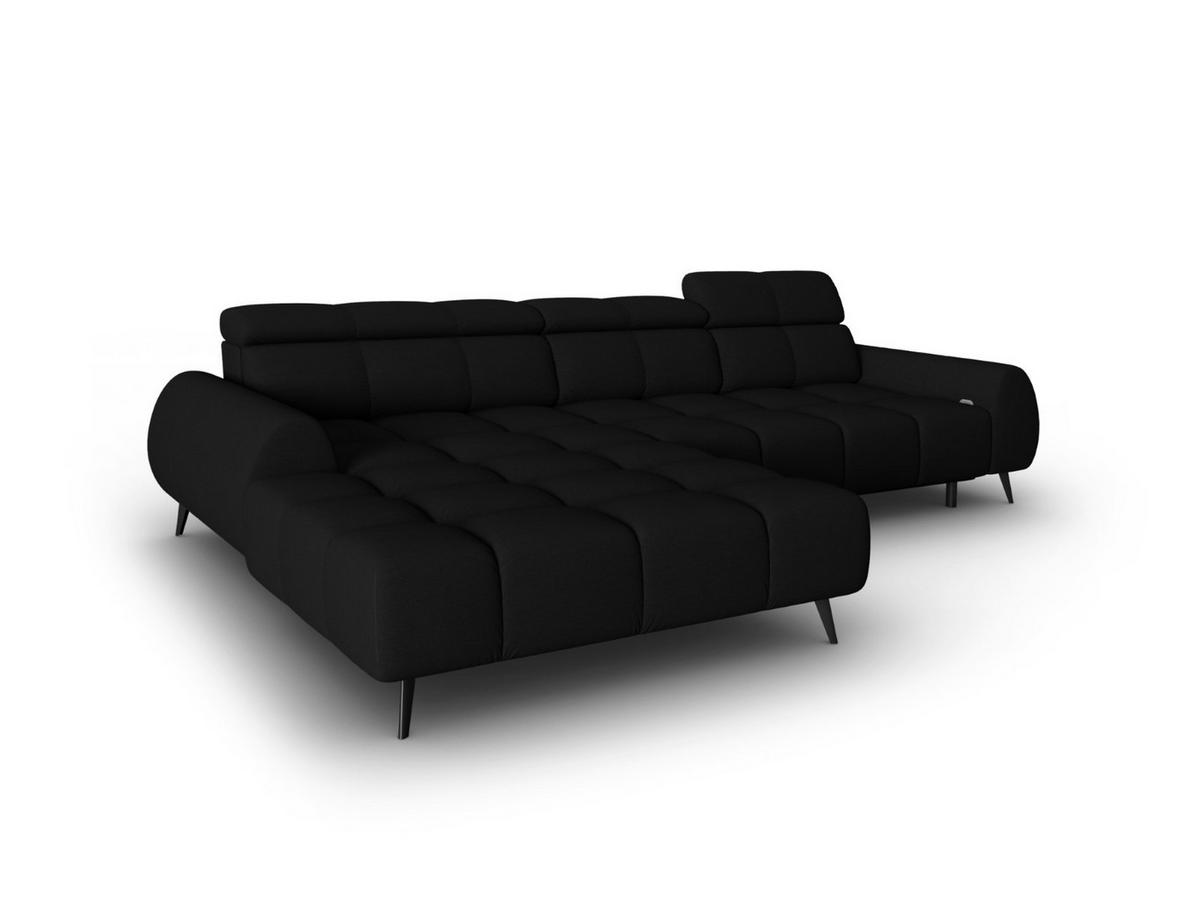 ELEKTRISCHES-ECKSOFA links Alyse aus strukturiertem Stoff schwarz 5 Sitzplätze - Schwarz, Textil (188/295cm) - Micadoni