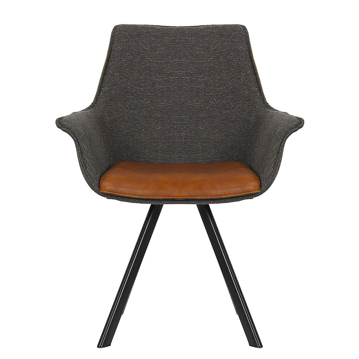 ARMLEHNENSTUHL - Webstoff / Kunstleder - Schwarz/Grau, Textil (65/87/65cm) - home24