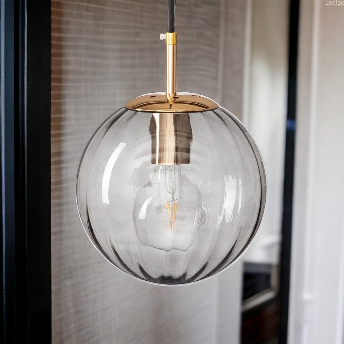 PENDELLEUCHTE Rome - Transparent/Goldfarben, Glas/Metall (20/20/110cm) - kiki design