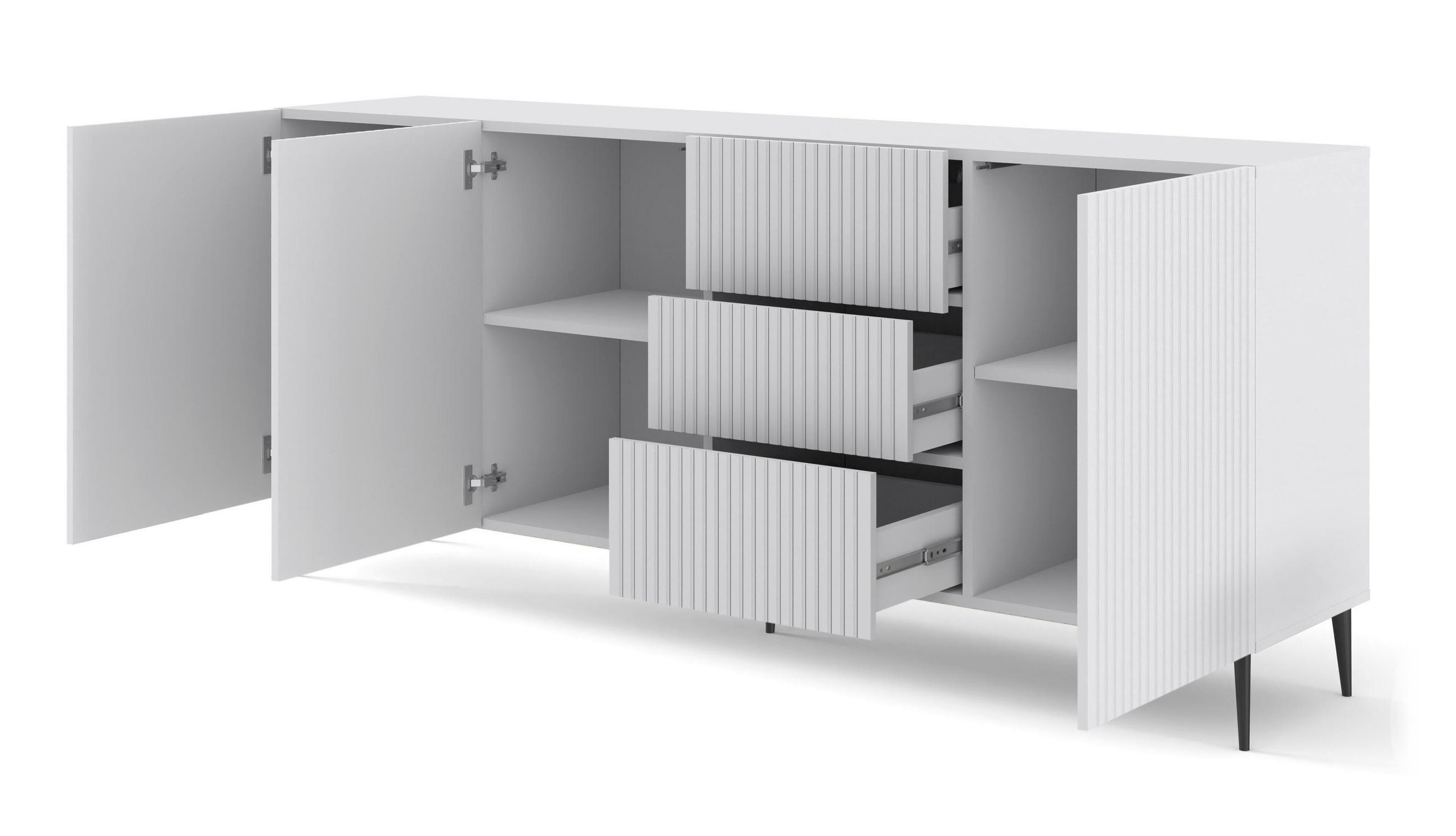 SIDEBOARD WEIß - Schwarz/Weiß, Holzwerkstoff (200/87/42cm) - FURNLUX