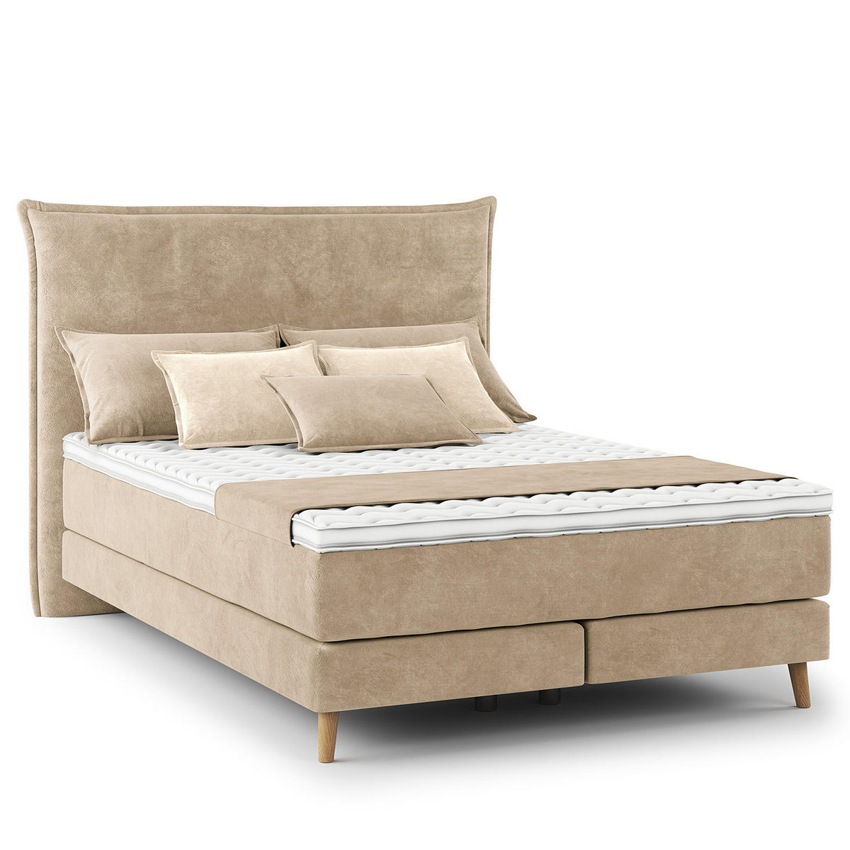 BOXSPRINGBETT - Klassisch - Beige, Holz (140/200cm) - home24