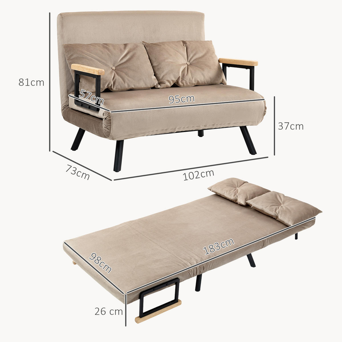 SCHLAFSESSEL mit Schlaffunktion 102 x 73 x 81 cm Braun - Braun, Holzwerkstoff (102/81/73cm) - Meubliv